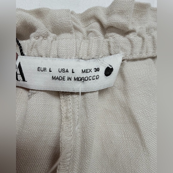 Zara Cream Wide-Leg Linen Drawstring Pants - Picture 6 of 14